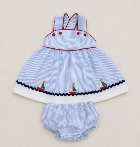 BS26 • Sailboat Appliqué Girls Bloomer Set