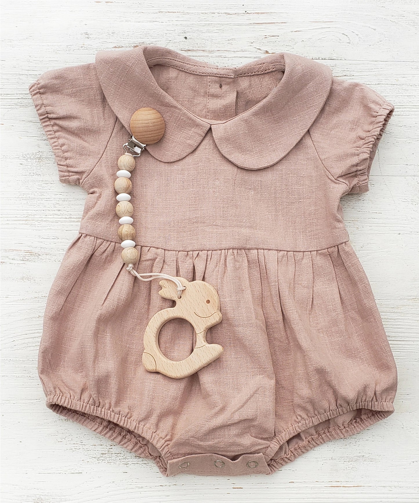 Baby Girl Linen Romper Short Sleeve Jumper Outfit