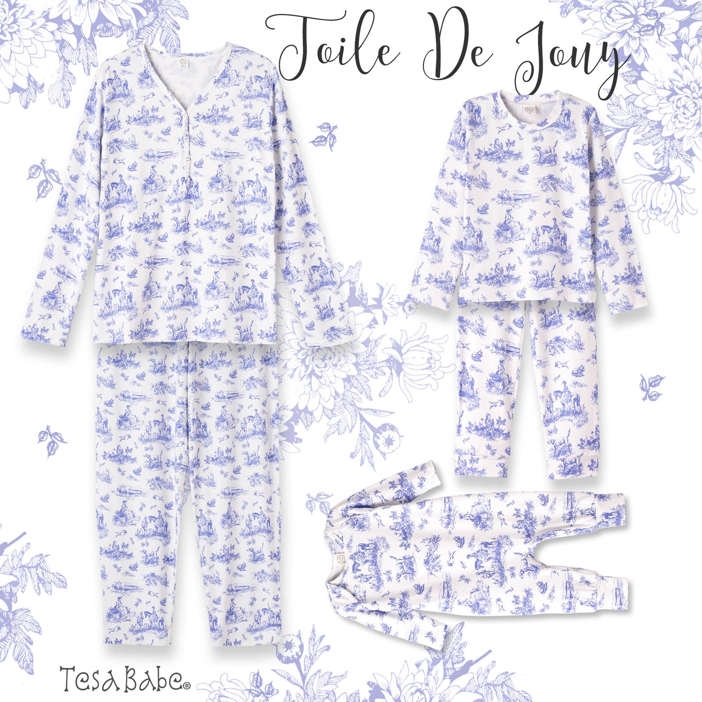 Toile de Jouy Women's Bamboo Pajamas