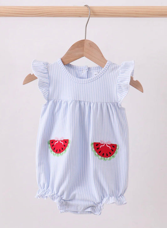 HD26 • girls watermelon appliqué bubble