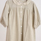 Girls green gingham & lace dress