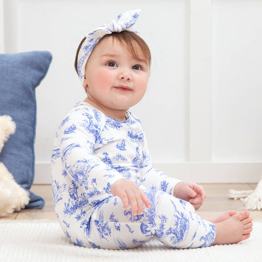 Baby Girl's Toile de Jouy Bamboo Romper