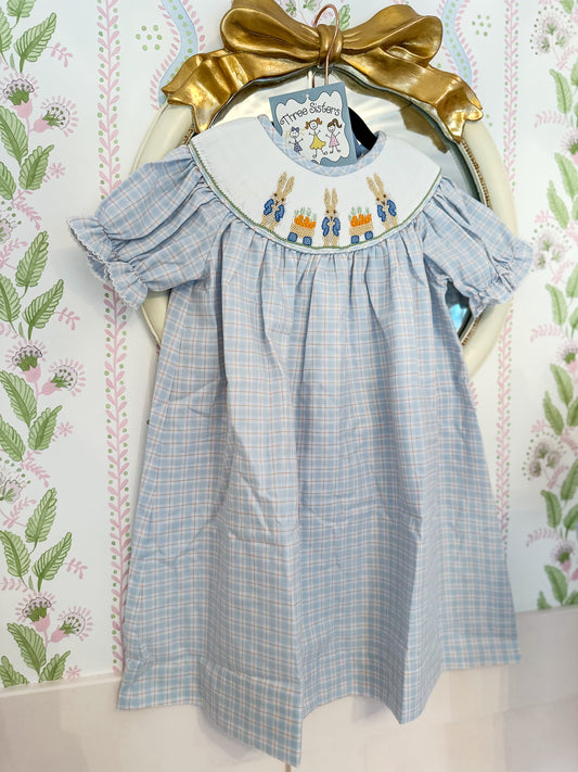 Three sisters • girls Peter the rabbit smocked bishop dress