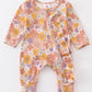 Baby girls floral print ruffle romper with head band