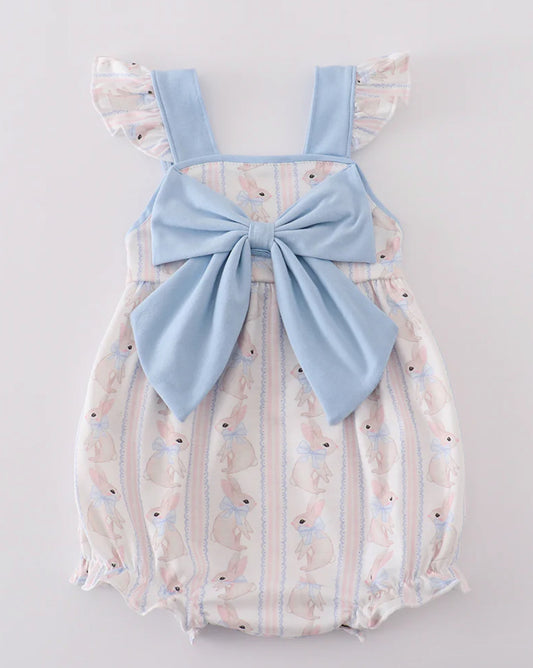 Girls blue bow bunny bubble