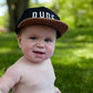 Flat Brim Trucker Hat - Dude - Black/Faux Leather