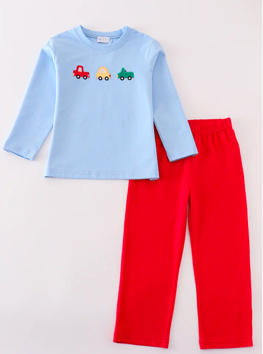Boys Blue vehicle pant set