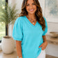V Neck Puff Blouse *multiple colors* RTS