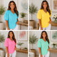 V Neck Puff Blouse *multiple colors* RTS