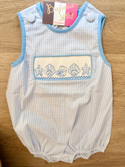 BS26 • boys hand smocked seashell smocked bubble (223)