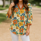 Orange Floral Frilled Blouse LT