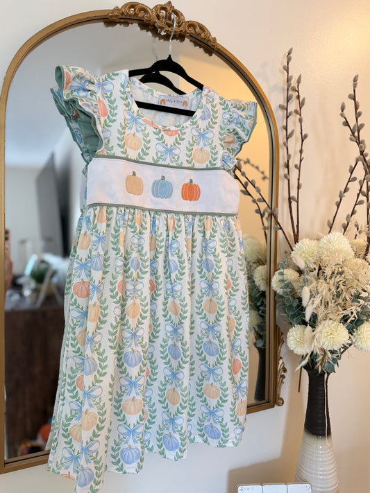 Girls embroidered pumpkin dress