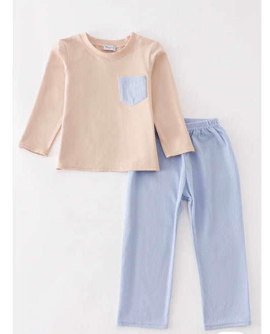 Boys Blue Corduroy Pant Set