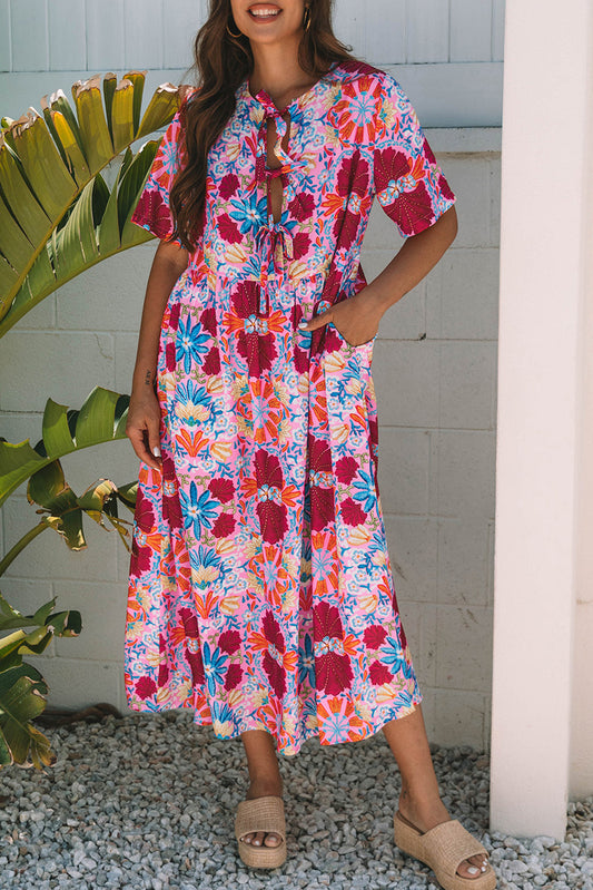 Rose Floral Tied Front Dress LT
