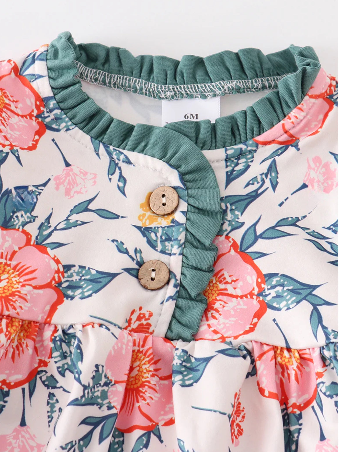 Baby Girl Green floral ruffle gown