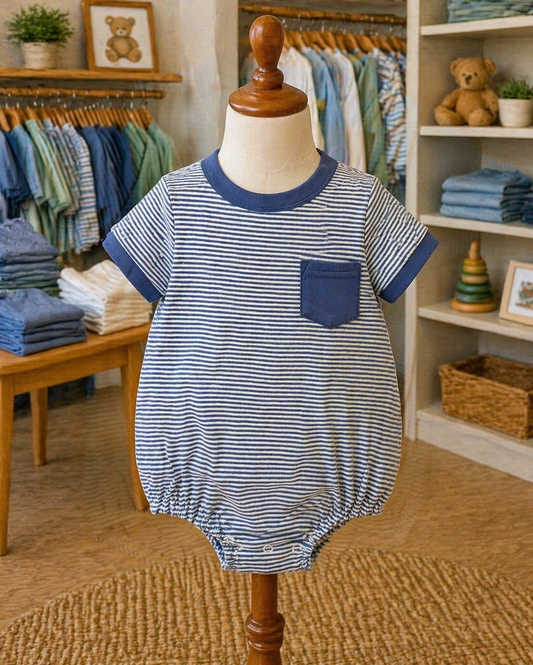 Mj26 • boys blue stripe Maddox bubble (576)