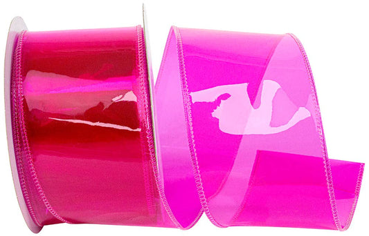 Jelly Vinyl Ribbon Wired Edge, Fuchsia, 2-1/2 In, 10 Yards