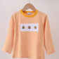 Thanksgiving 2025 • Boys stripe orange turkey embroidered shirt
