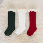 Lace Trim Knee Socks - Red
