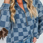 Blue Checkered Denim Hoodie RTS