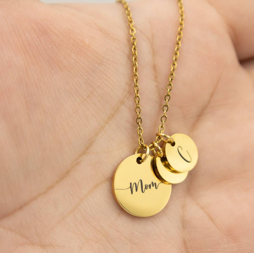 Personalized Disk Necklace with Custom Kids Initials