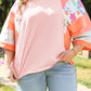 Orange Plus Size Floral Raglan LT