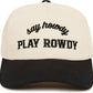 Kids/Baby 2-Tone Cap: Say Howdy Play Rowdy - Black/Beige