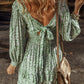 Green Floral Shirred Dress RTS
