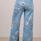 Retro Floral Frayed Hem Jeans RTS