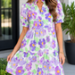 Purple Floral Ruffle Mini Dress RTS
