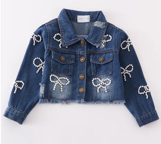 Girls denim pearl jacket