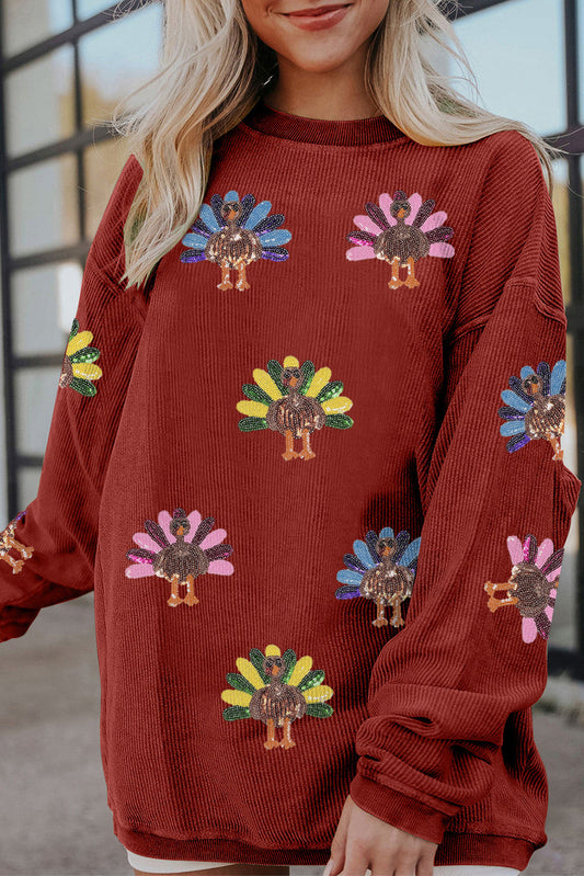 Sequin Turkey Baggy Sweatshirt *Multiple Colors* RTS