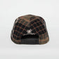 Flat Brim Trucker Hat - Brown Plaid w/ Faux Leather Brim