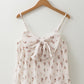 White Floral Pleated Tank With Bow On Back RTS