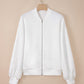 White Zip Up Knit Puff Jacket LT