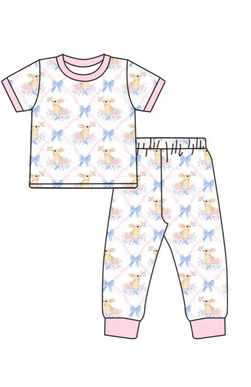 Grandmillenial • Blue Bow Bunny PJ 2-Piece Set