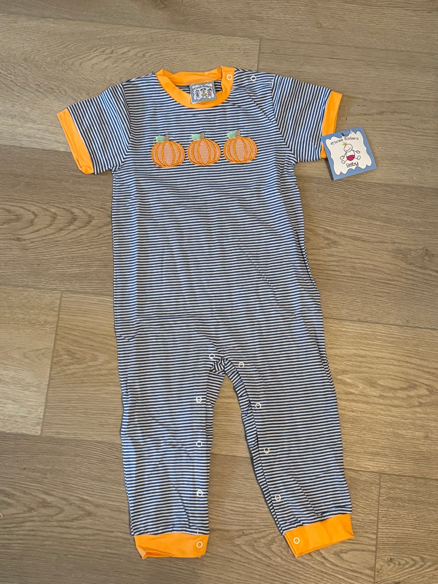 Three Sisters • Pumpkin Appliqué Boys Romper