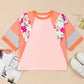 Orange Plus Size Floral Raglan LT