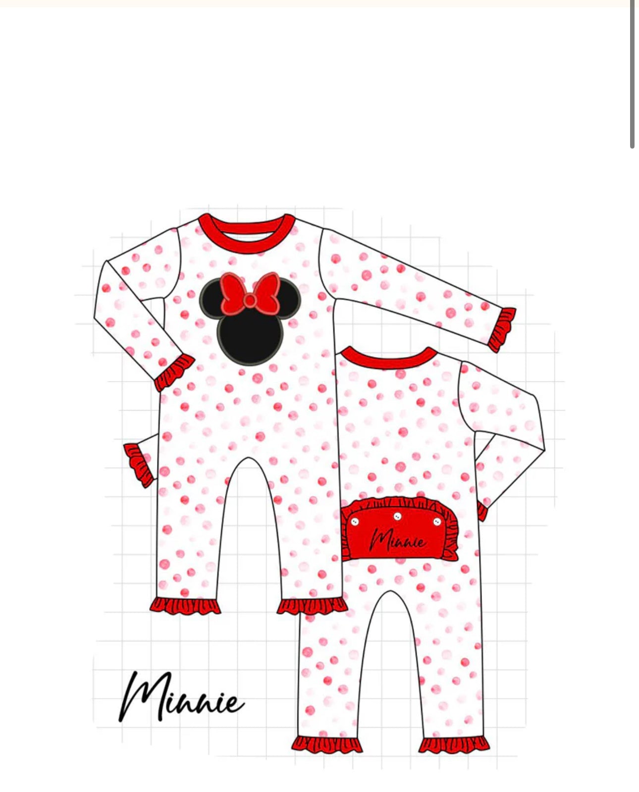 PRE-ORDER CHARACTERS • Girls Minnie butt flap romper