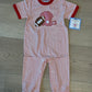 Three Sisters • Red football boys romper