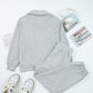 Zip Collar Drawstring Pants Set *two colors* LT