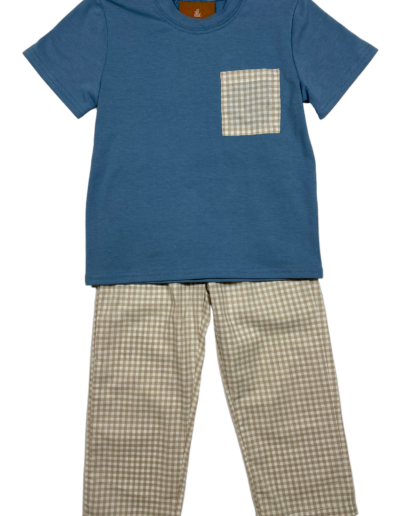 Millie Jay • boys Jameson blue + khaki pants set
