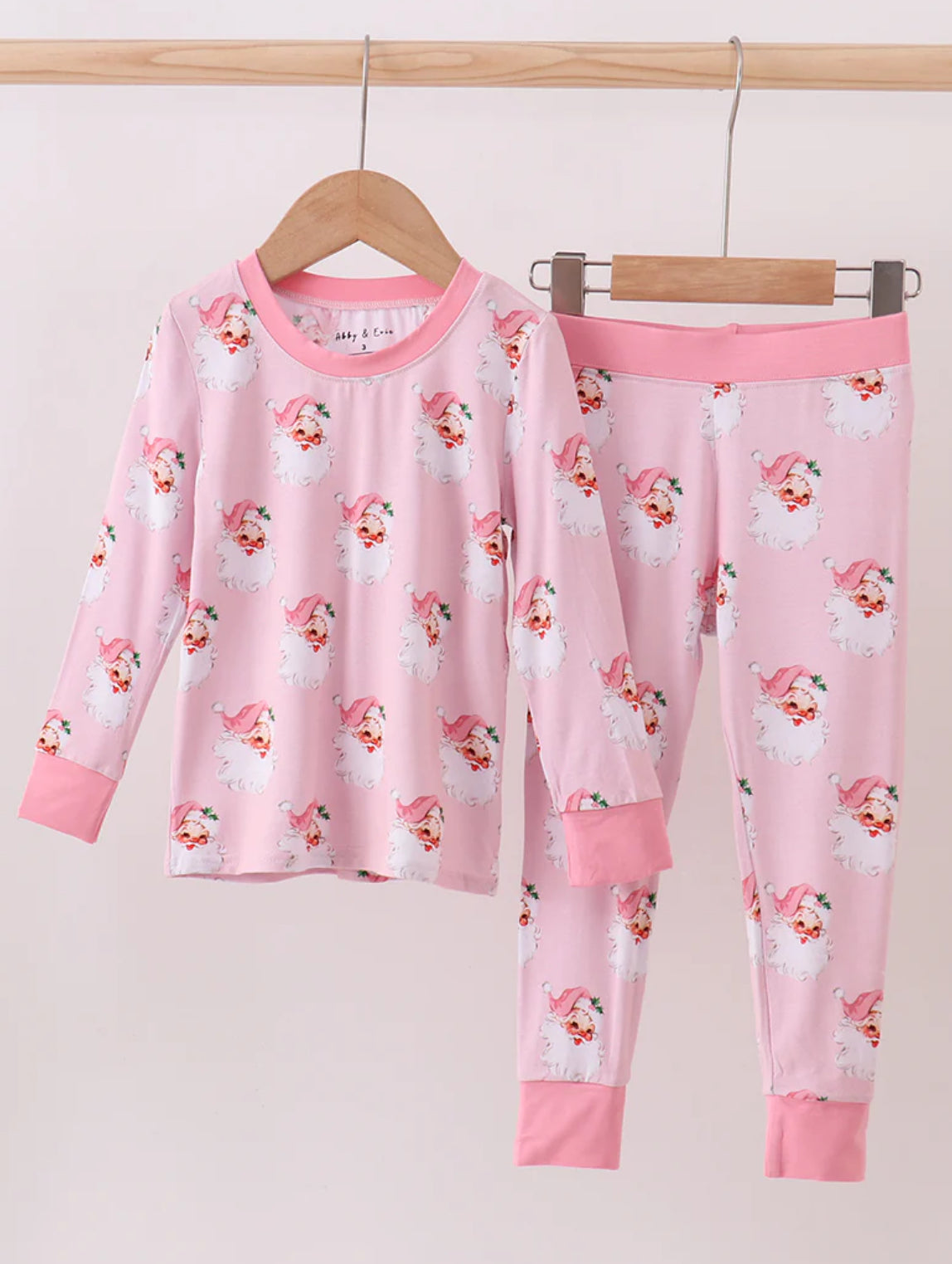 Bamboo • girls pink vintage  Santa PJ set