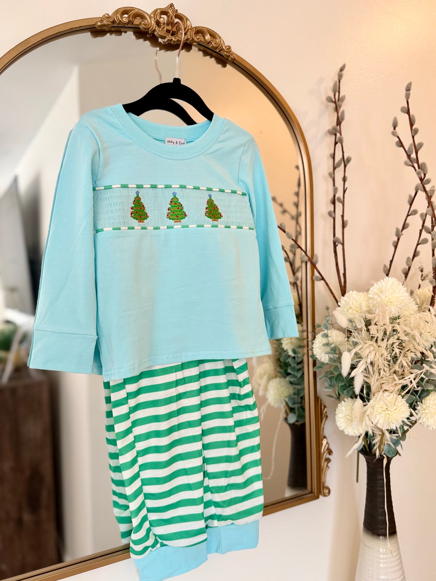 Christmas 2025 • boys machine smocked tree pant set