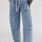 Acid Wash Drawstring Waistband Jeans LT