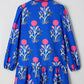 Blue Floral Notched Neck Dress RTS
