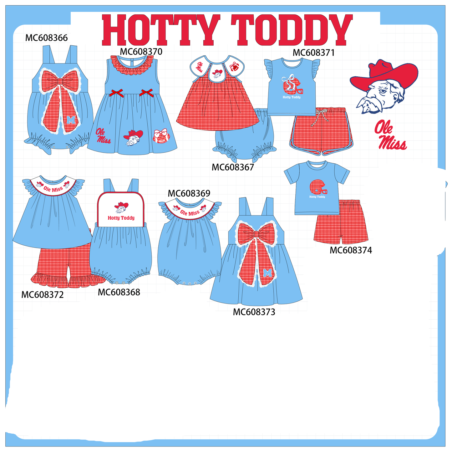 PO101 Blue Mississippi Ole Miss embroidery collection 1