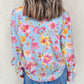 Blue Floral Smocked Blouse LT