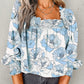 Blue Floral Square Neck Blouse LT