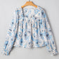 Blue Floral Square Neck Blouse LT